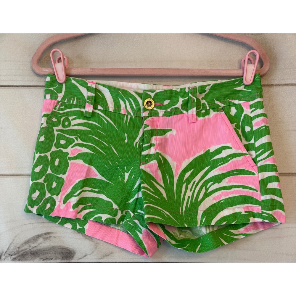 Lilly Pulitzer The Callahan Short Pink Green Tropical Palm Pineapple Cotton 2